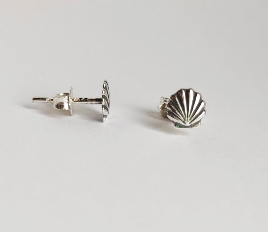 Silver Shell Mini Stud Earrings 925
