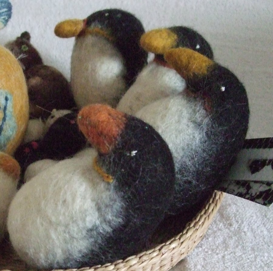 Single handmade felted penguin