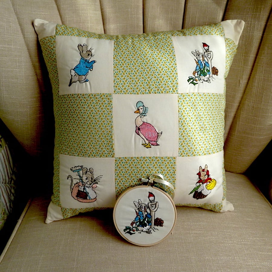 Beatrix Potter inspired cushion
