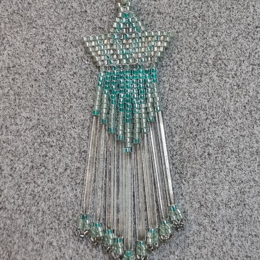 Hand Crafted Boho Hippy Seedbead Pendant Nature Theme Silver Chain
