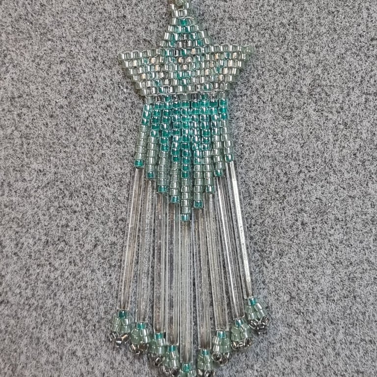 Hand Crafted Boho Hippy Seedbead Pendant Nature Theme Silver Chain