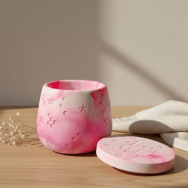 Pink Marble Effect Constellation Jewellery Box - Candle Jar or Trinket Pot