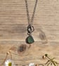 Sea Glass and Recycled Silver Bezel Set Necklace, Teal Green Scottish Sea Glass - Image 4