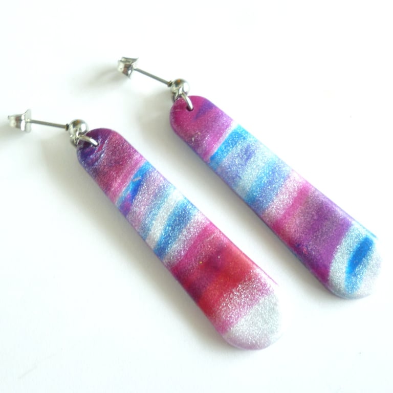 Winter Berry Long Polymer Clay Dangle Earrings