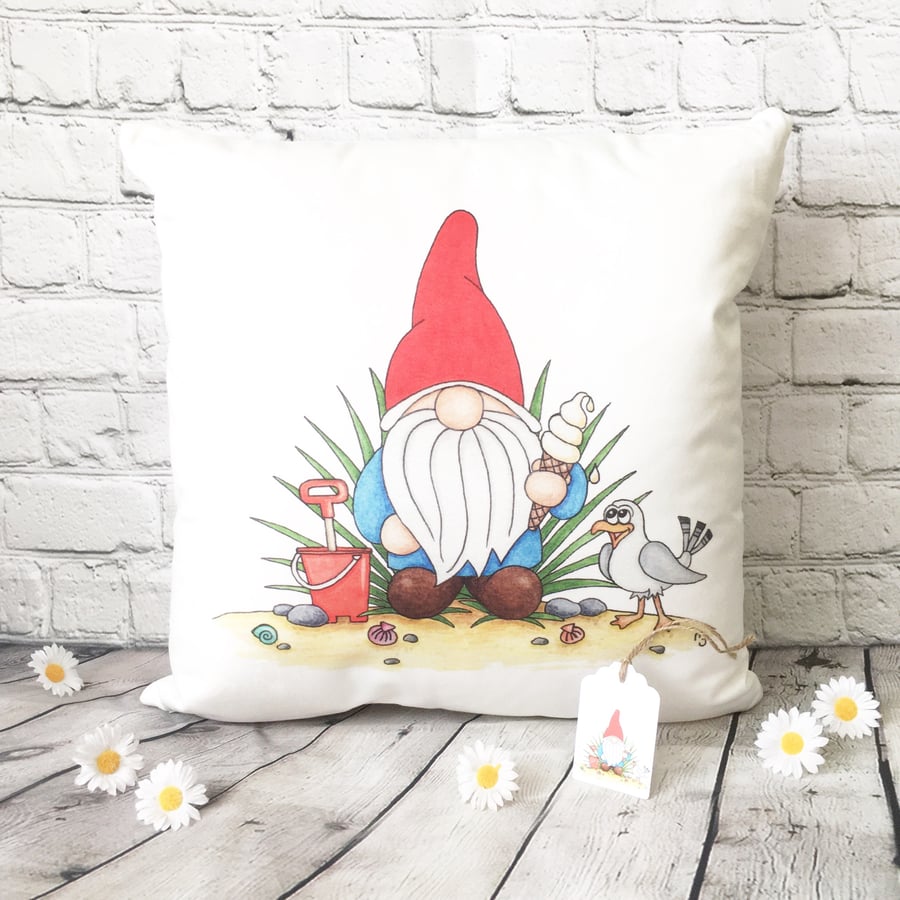 ‘Norm’ the Seaside Gnome Cushion Cover - Soft Cushion