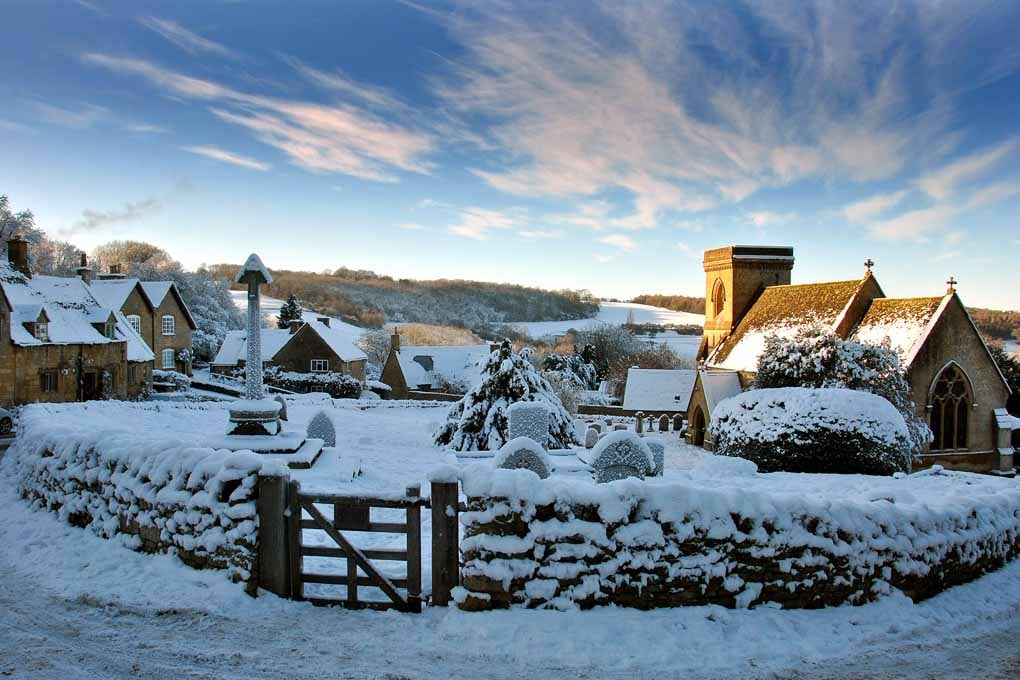 Snowshill Village Winter Landscape Cotswolds Photograph Print