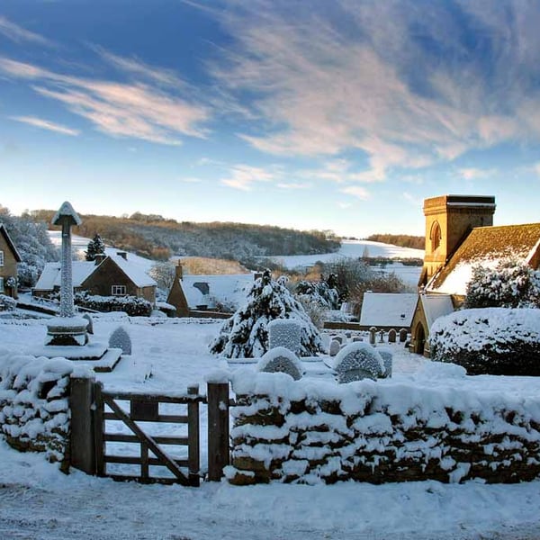 Snowshill Village Winter Landscape Cotswolds Photograph Print