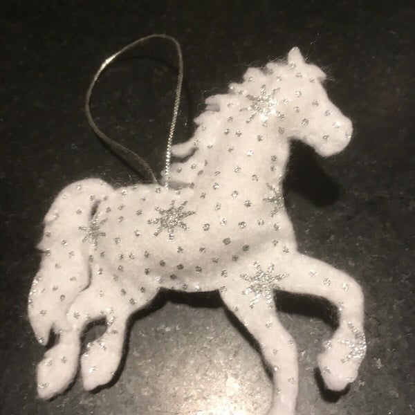 Christmas Horse Decoration, White Horse, Hanging decoration, Tree decoration, 