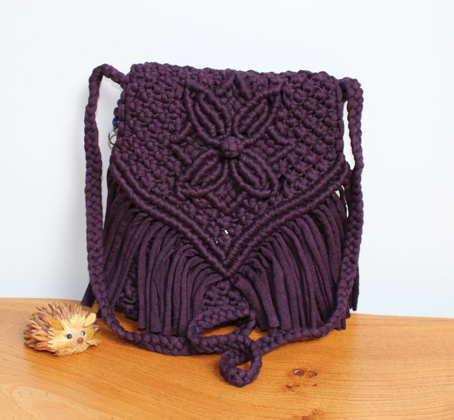 Purple macrame Boho bag 