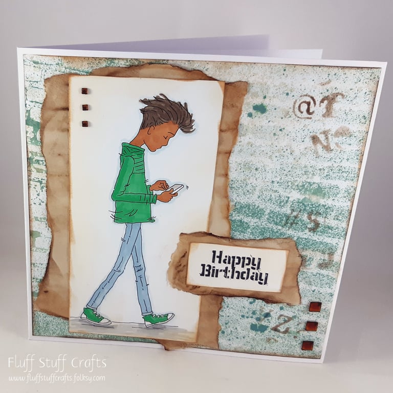 Handmade grunge teenager birthday card