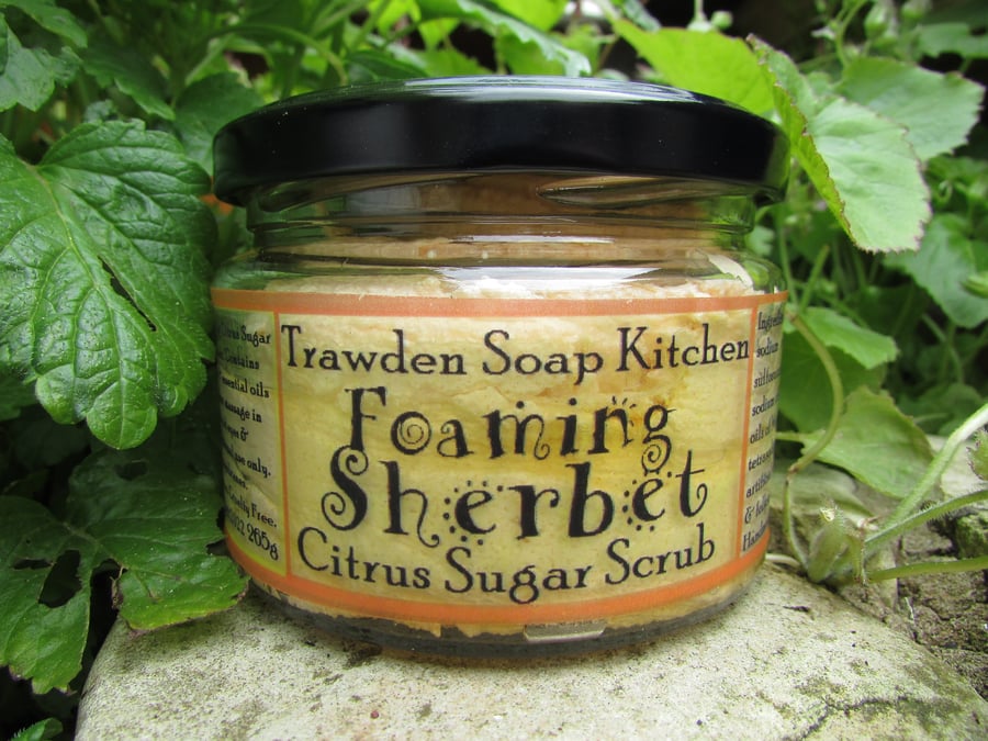 Foaming Sherbet, Citrus Sugar Scrub with Mandarin & Lime Essential oils - small