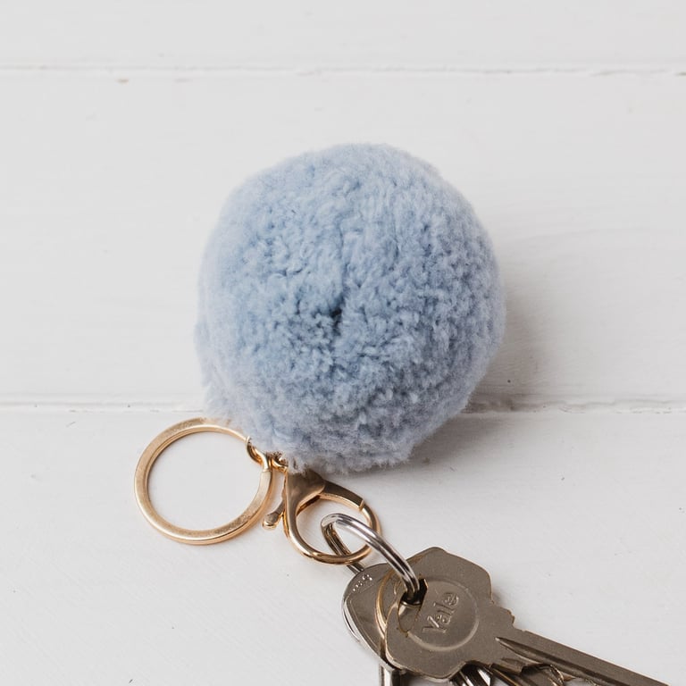 Summer Seconds Pom Pom keyring bag charm - angelite blue