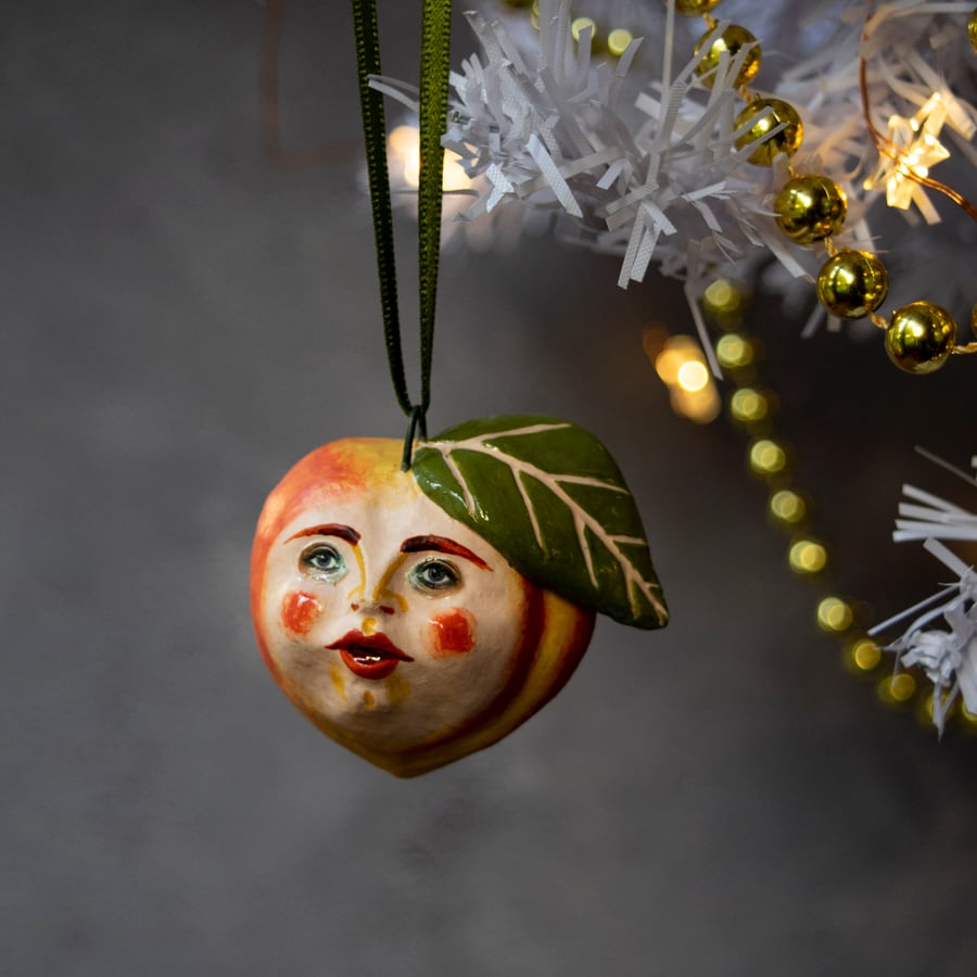Darcy the peach ceramic hanging ornament