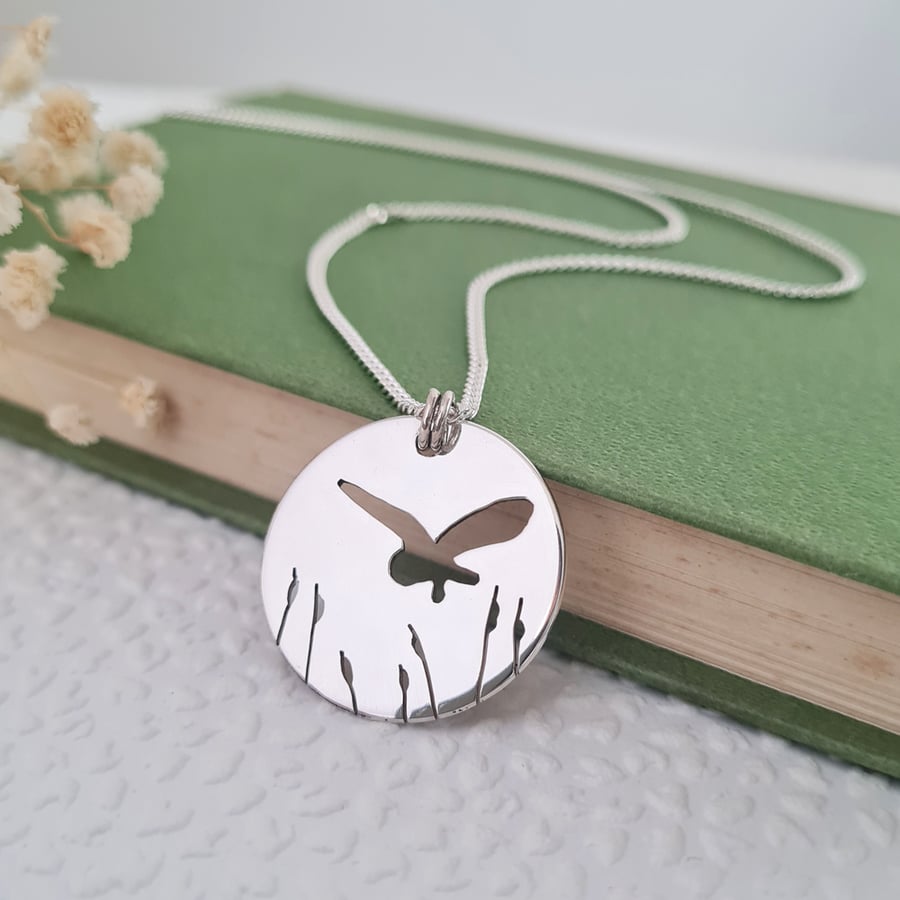 Sterling Silver Barn Owl Necklace