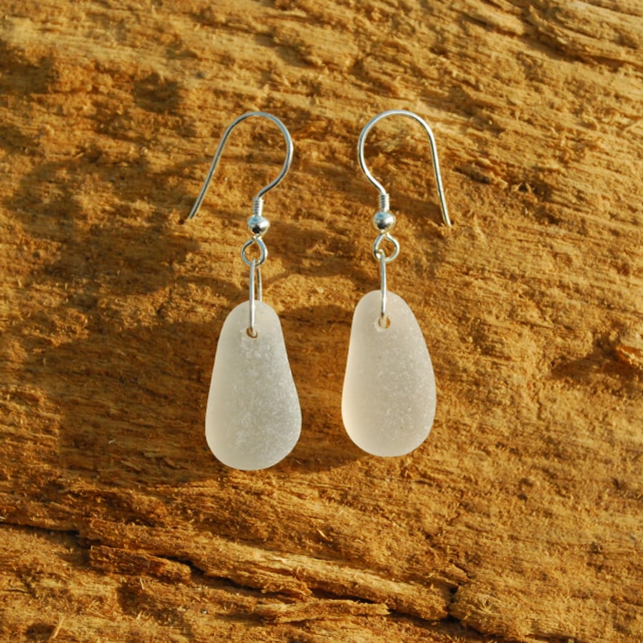Sea glass droplet earrings