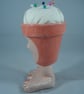 Ceramic Handmade Orange Novelty Crafts Textiles Sewing Needlework Pin Cushion.   - Image 2