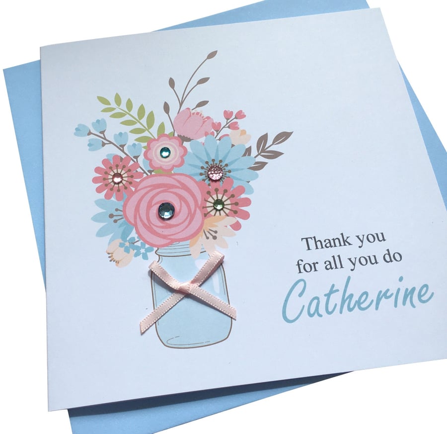 Personalised Handmade Thank you Thinking of you Sympathy Card etc