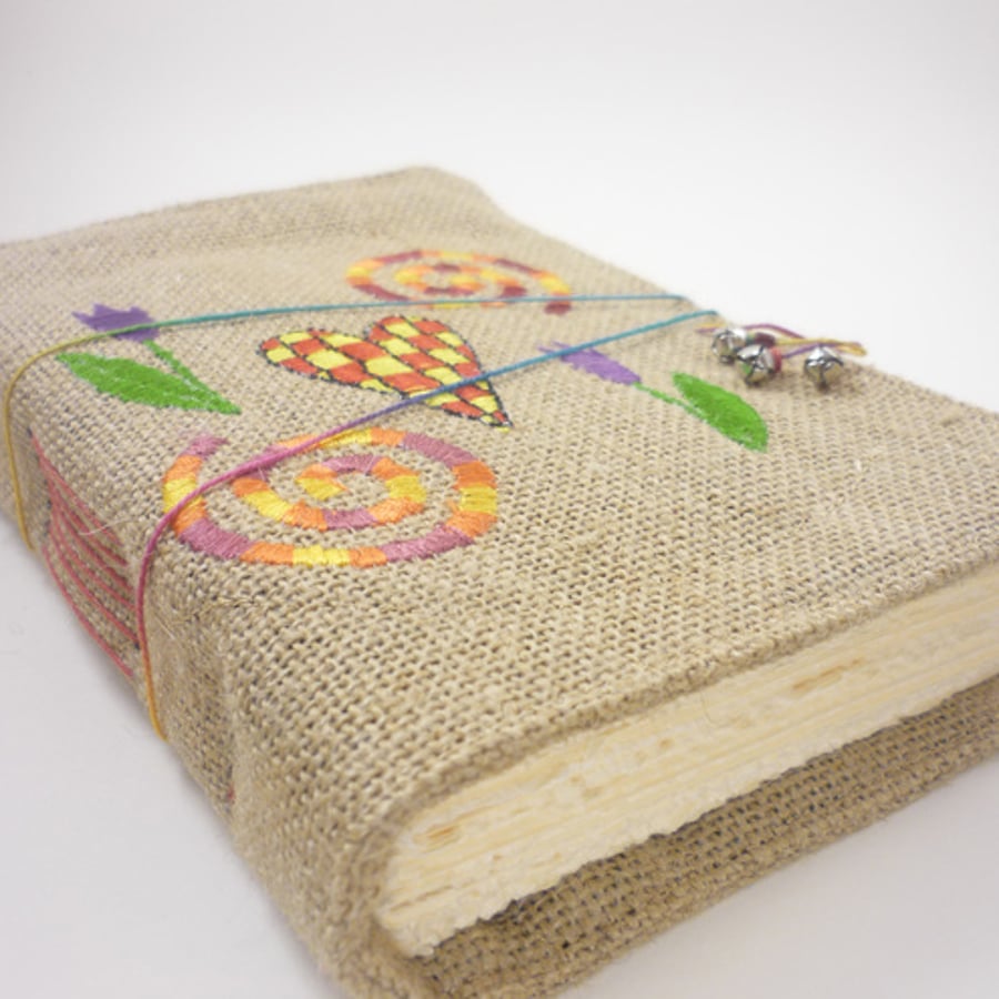  Fabric Embroidered Journal Life is colourful