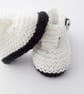 Hand knitted baby white T bar bootie shoes, premature, newborn 