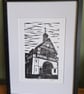 'The Town Hall.' Original handprinted linocut print.  - Image 3