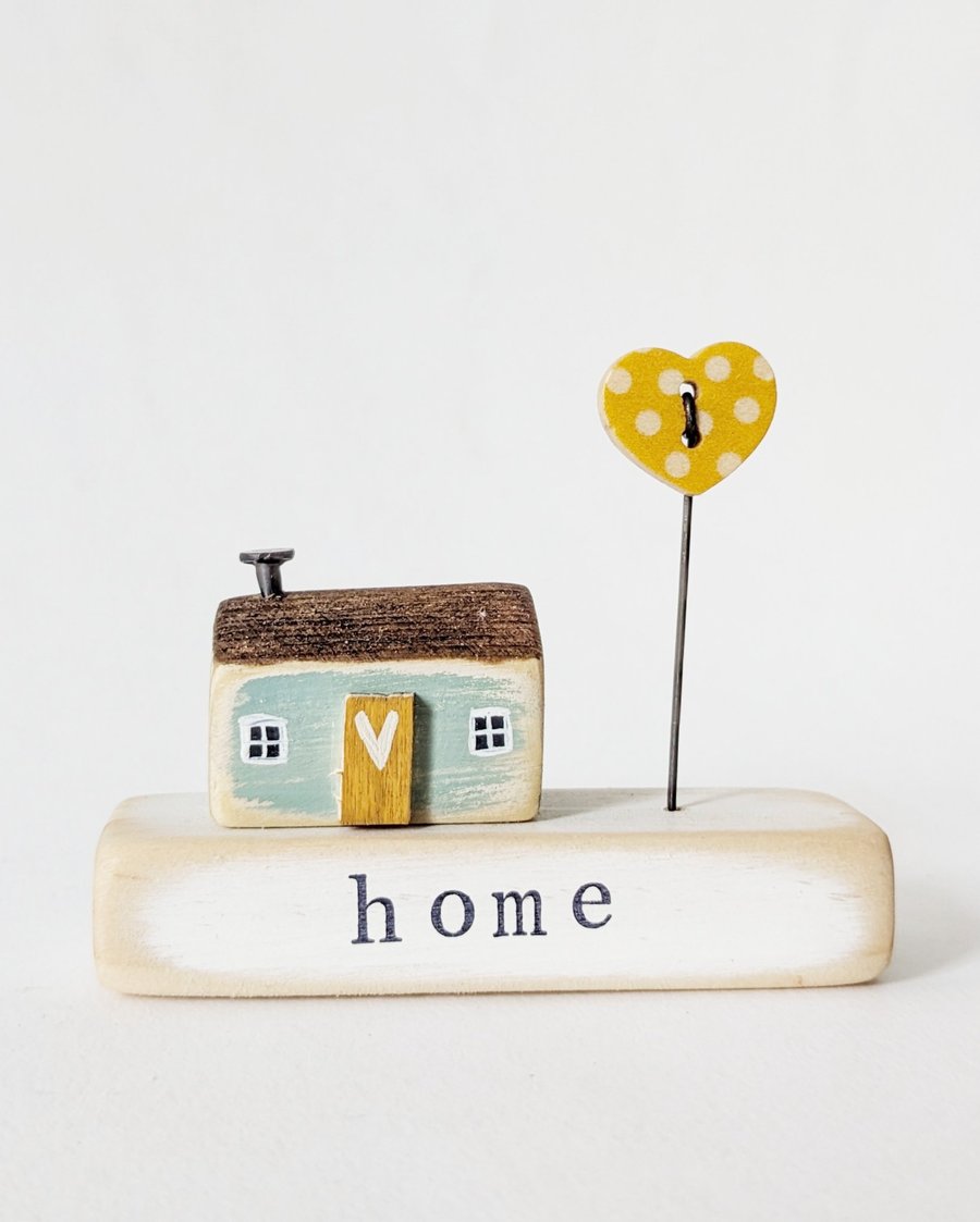 Little Wooden Painted House and Base in a Bag
