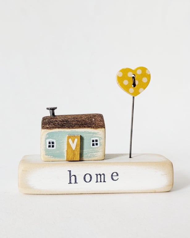 Little Wooden Painted House and Base in a Bag