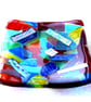 Abstract Patchwork Rainbow Dichroic Dish 11.5 cm Fused Glass Square  - Image 9
