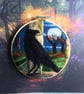 Needle felted picture of Raven in moonlight Halloween home decoration  - Image 1