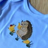 Embroidered pastel blue baby t shirt - body suit 0 - 3 months
