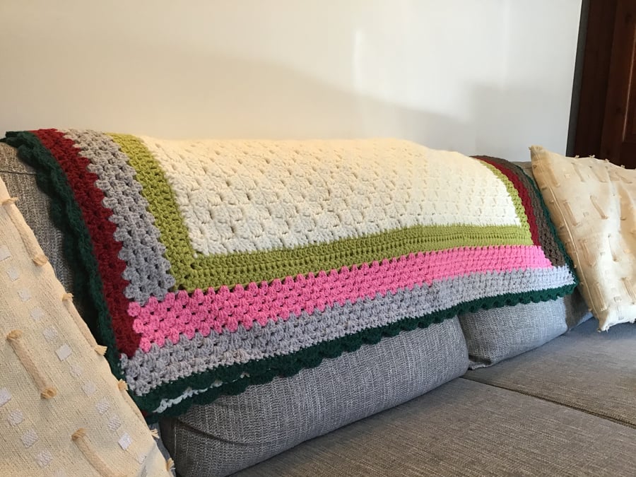 Snuggly, upcycled centre, crochet blanket