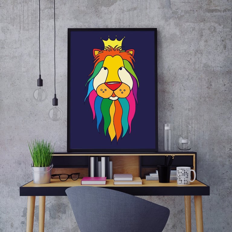 The King Lion Art Print, Wall Art Print, Lion Wall Art Print, Home Decor, Safari