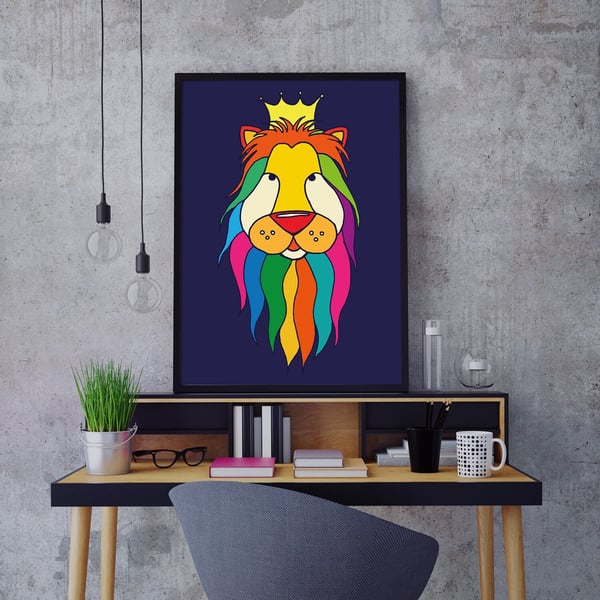 The King Lion Art Print, Wall Art Print, Lion Wall Art Print, Home Decor, Safari