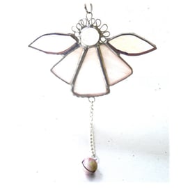 Angel Bell Suncatcher Stained Glass White 056