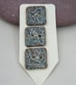 3 Medium Sedge Green Leaf Texture Square Ceramic Buttons - Image 1