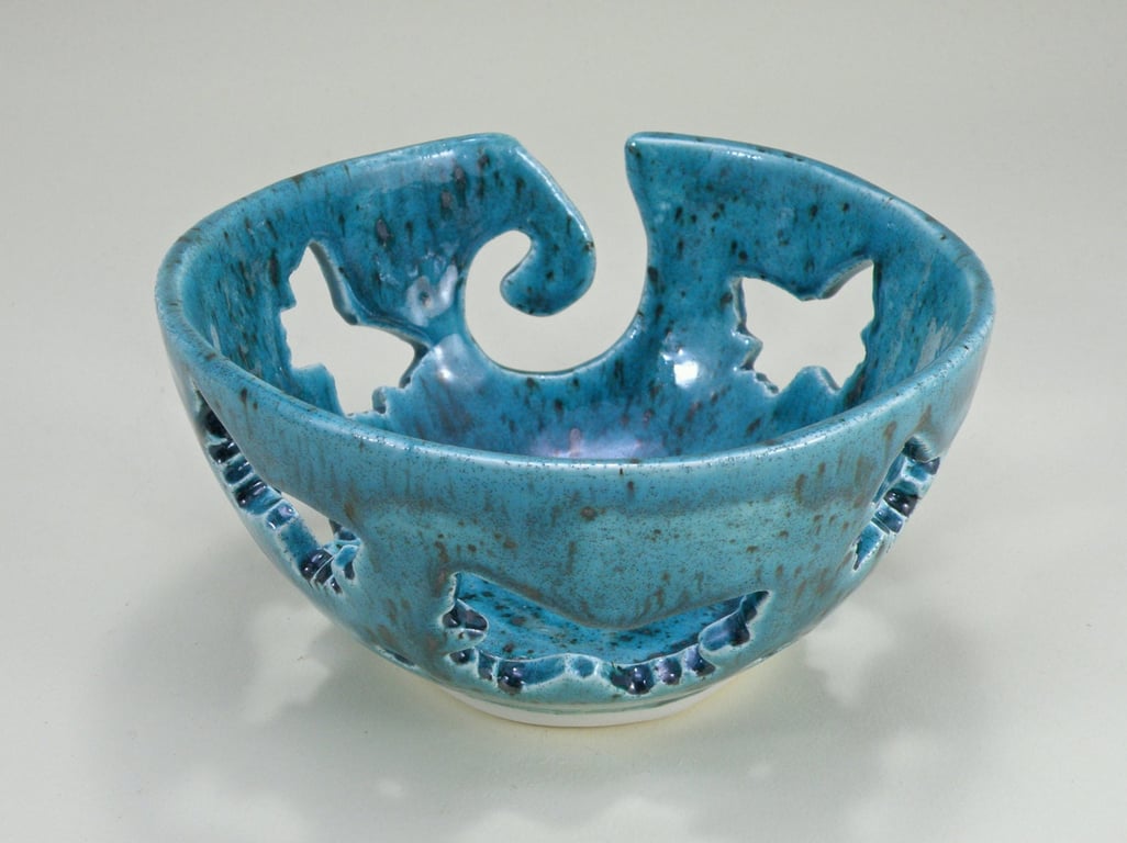 Butterfly Design Yarn Bowl Knitting Crochet Bowl gift for knitters Domspottery