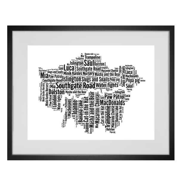 Personalised London Map Design Word Art Gifts  