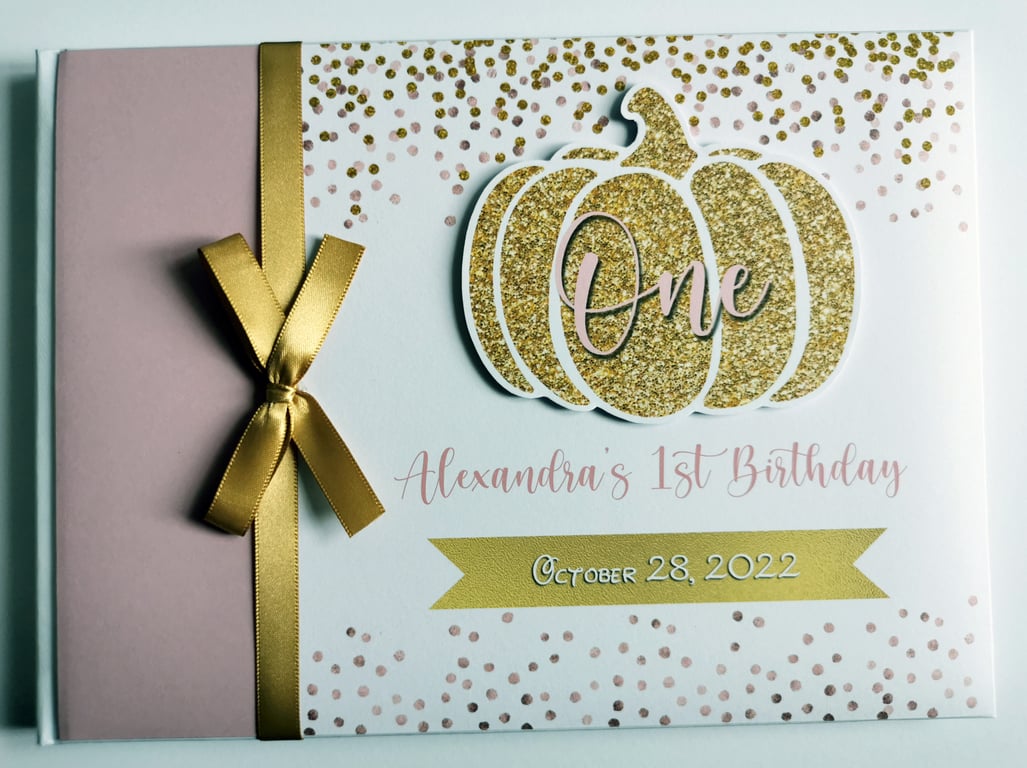 Pumpkin birthday guest book, little pumpkin party guest book, gift