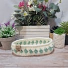Glasses or trinket basket, hand crocheted 