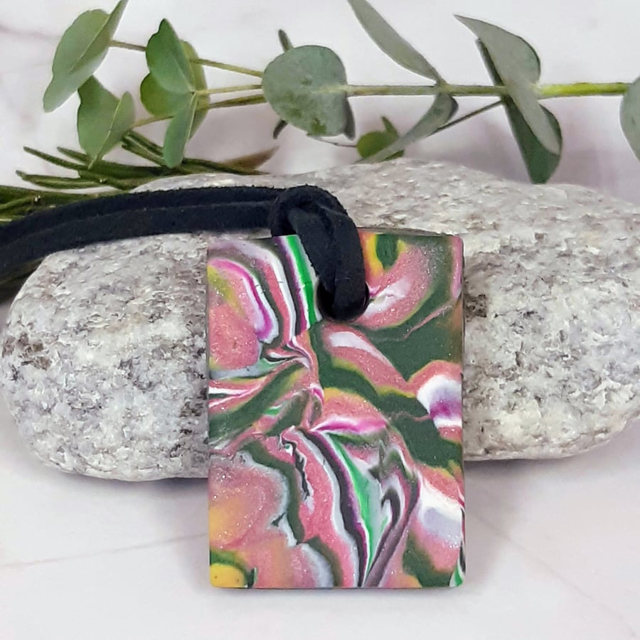 Multi coloured rectangular pendant