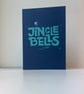 Jingle bells linocut and letterpress Christmas card A6