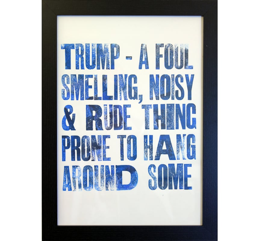 Trump letterpress A4 poster - political humour