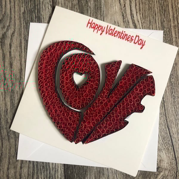 Stunning Handmade Quilled Valentines Love Card