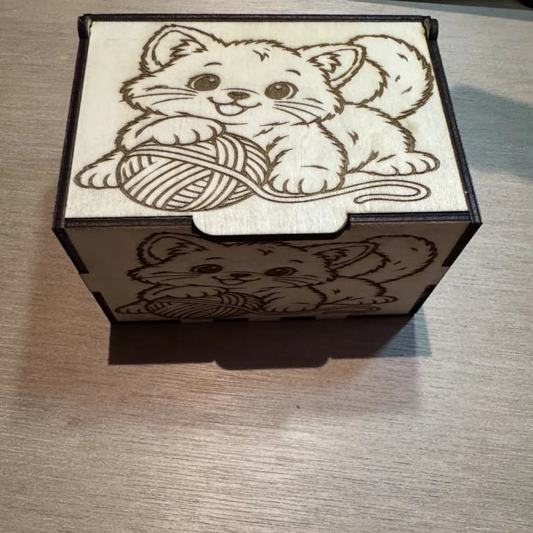 Wooden Kitten Keepsake Box, Laser Cut Cat Lover Gift