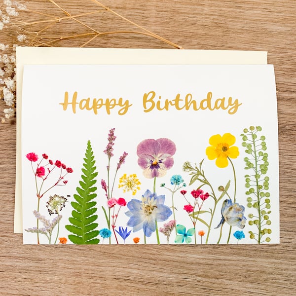 Real Pressed WildFlower Card Birthday card For Wife For Mum For Women For Granny