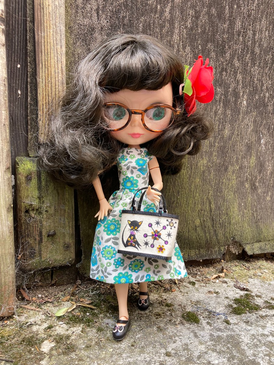 Handmade Miniature Enid Collins of Texas Black Cat Dolls Handbag
