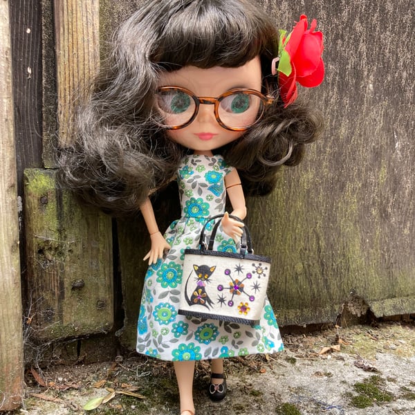 Handmade Miniature Enid Collins of Texas Black Cat Dolls Handbag