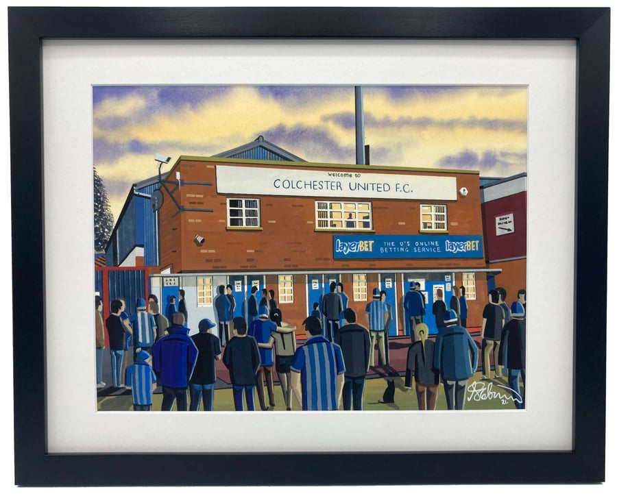 Colchester United F.C Layer Road Stadium, High Quality Framed Football Art Print