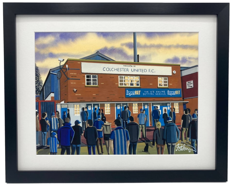 Colchester United F.C Layer Road Stadium, High Quality Framed Football Art Print