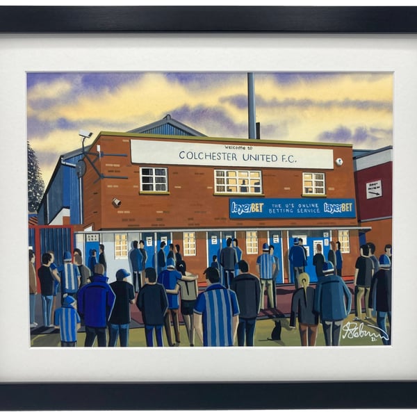 Colchester United F.C Layer Road Stadium, High Quality Framed Football Art Print