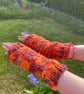 Banana silk Bonfire mittens , handknitted - Image 4